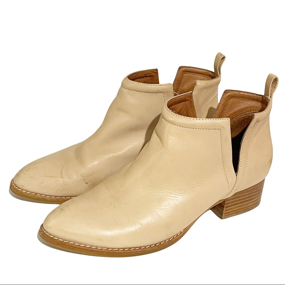 Jeffrey Campbell Size 7.5 Tan Muskrat Lo Side Slit Leather‎ Ankle Booties